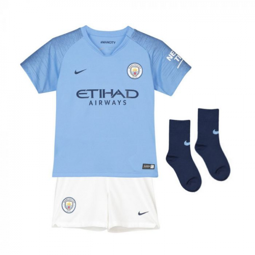 Kids Manchester City 18/19 Home Soccer Sets (Shirt+Shorts+Socks)